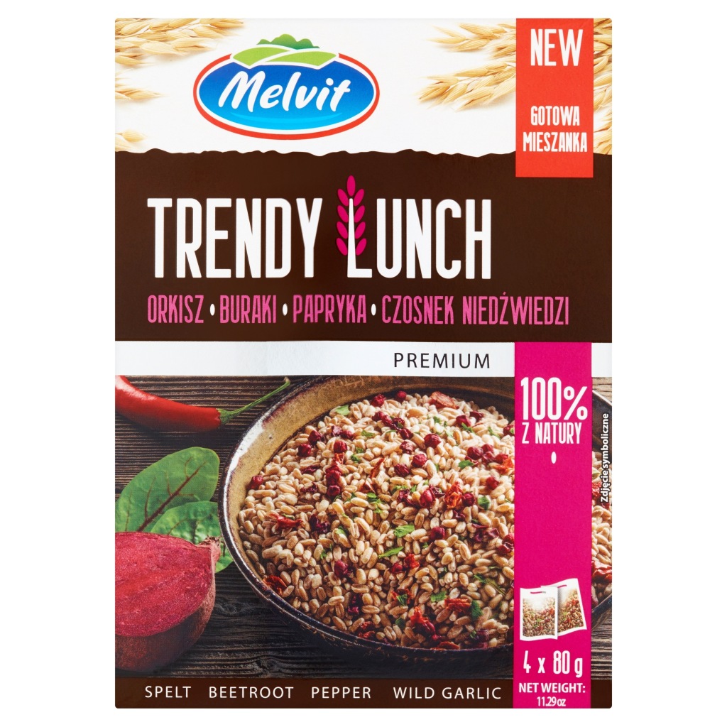MELVIT Trendy Lunch Burak, Orkisz, Papryka i Czosnek Niedźwiedzi 4x80g