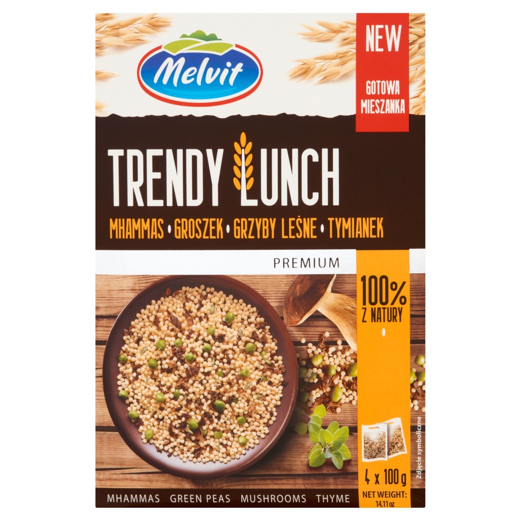 MELVIT Trendy Lunch kuskus, mhammas, grzyby leśne, groszek, tymianek 4x100g