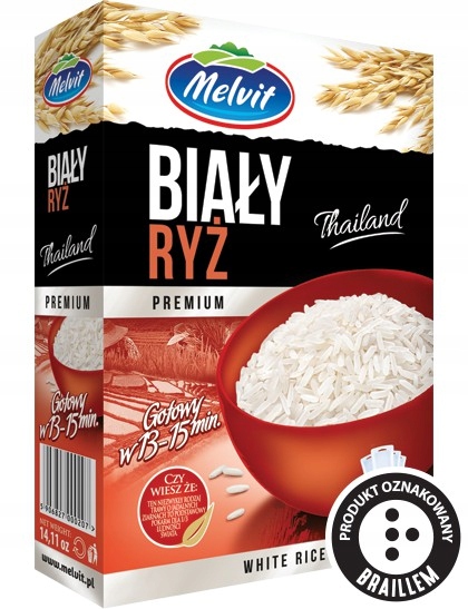 MELVIT Ryż biały PREMIUM 4x100g
