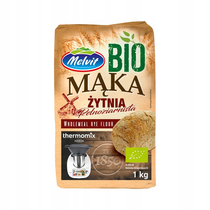 MELVIT BIO Mąka żytnia typ 1850 pełnoziarnista 1 kg