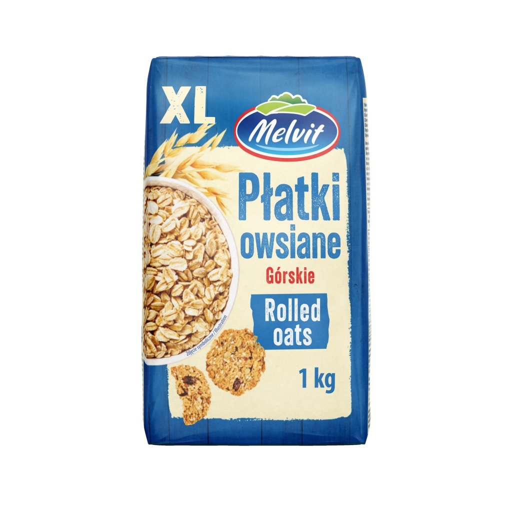 MELVIT Płatki owsiane górskie XL 1 kg DATA: 09.2027