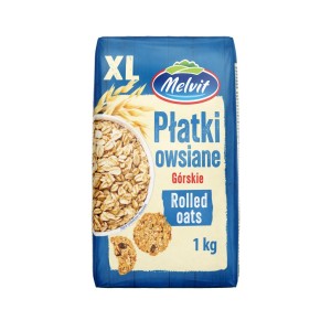 MELVIT Płatki owsiane górskie XL 1 kg DATA: 09.2027