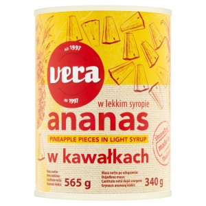 Ananas w kawałkach w syropie Vera 565/340