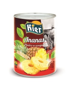 Ananas plastry w lekkim syropie 565g Kier