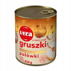 Gruszki w syropie Vera 820/460g