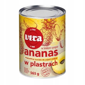 Ananas plastry w syropie Vera 565g/340g