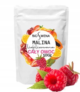 Malina liofilizowana Bioswena całe owoce 100 g wegańskie niesiarkowane